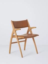John Lewis X-Ray Leather Dining Armchair, Oak/Camel - thumbnail 1