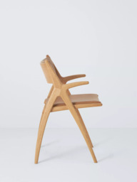 John Lewis X-Ray Leather Dining Armchair, Oak/Camel - thumbnail 4