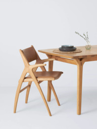 John Lewis X-Ray Leather Dining Armchair, Oak/Camel - thumbnail 6