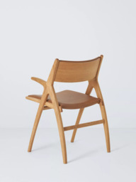 John Lewis X-Ray Leather Dining Armchair, Oak/Camel - thumbnail 3