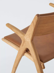 John Lewis X-Ray Leather Dining Armchair, Oak/Camel - thumbnail 5