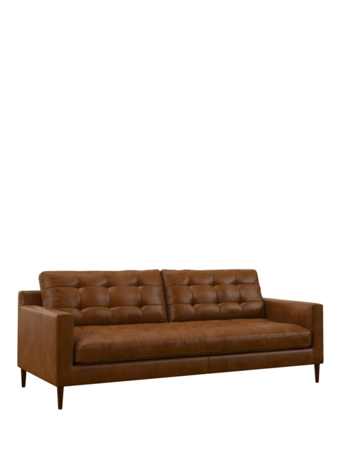 John Lewis Draper II Large 3 Seater Leather Sofa, Dark Leg - image 1