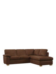 John Lewis Camden RHF Chaise Corner Leather Sofa, Light Leg