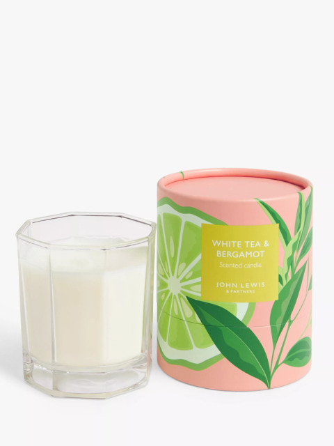 John Lewis White Tea & Bergamot Scented Candle, 200g - image 1
