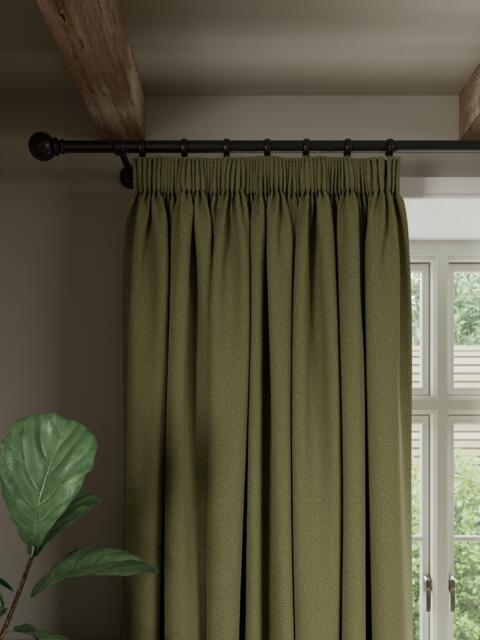 John Lewis Rustic Basketweave Pair Blackout Lined Pencil Pleat Curtains - image 1