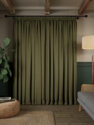 John Lewis Rustic Basketweave Pair Blackout Lined Pencil Pleat Curtains - thumbnail 4