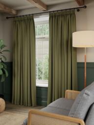 John Lewis Rustic Basketweave Pair Blackout Lined Pencil Pleat Curtains - thumbnail 6