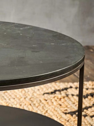 nkuku Karoko Round Marble Coffee Table, Black - thumbnail 2