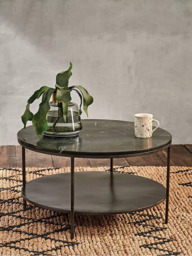 nkuku Karoko Round Marble Coffee Table, Black - thumbnail 1
