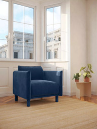 Cozmo Cozy Armchair, Blue Velvet Blue Piping - thumbnail 3