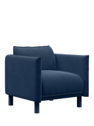 Cozmo Cozy Armchair, Blue Velvet Blue Piping - thumbnail 1