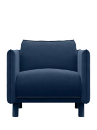 Cozmo Cozy Armchair, Blue Velvet Blue Piping - thumbnail 4