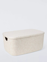 John Lewis Lidded Felt Storage Box, Ecru - thumbnail 1