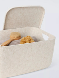 John Lewis Lidded Felt Storage Box, Ecru - thumbnail 3