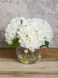 Floralsilk Artificial Hydrangeas in Globe Vase, White - thumbnail 3