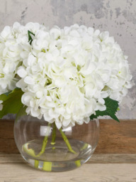 Floralsilk Artificial Hydrangeas in Globe Vase, White - thumbnail 4