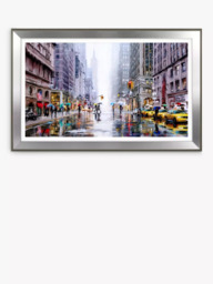 John Lewis Richard Macneil 'Rainfall on Fifth Avenue New York' Framed Print & Mount, 72 x 112cm, Multi - thumbnail 1
