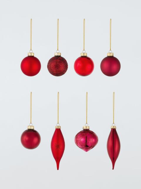 John Lewis Assorted Glass Baubles, Box of 20, Red Mix - image 1
