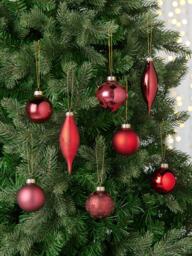 John Lewis Assorted Glass Baubles, Box of 20, Red Mix - thumbnail 2