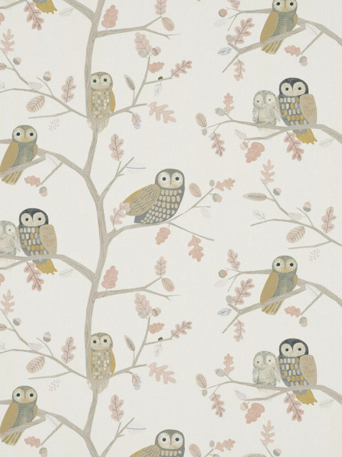 Harlequin Little Owls Made to Measure Curtains or Roman Blind, Powder - image 1