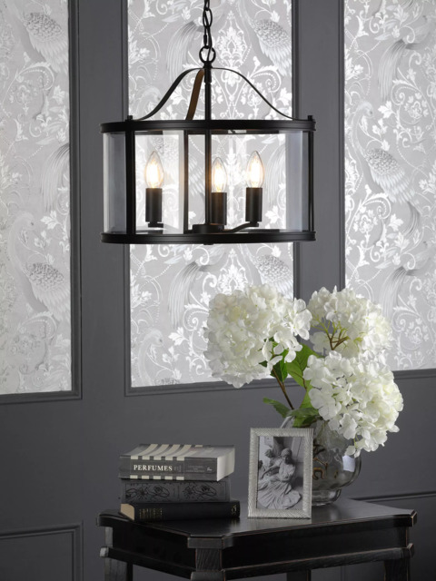 Laura Ashley Harrington 3 Arm Pendant Ceiling Light, Black - image 1