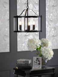 Laura Ashley Harrington 3 Arm Pendant Ceiling Light, Black - thumbnail 1