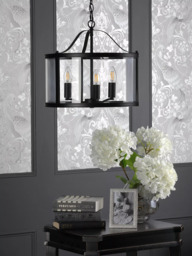 Laura Ashley Harrington 3 Arm Pendant Ceiling Light, Black - thumbnail 2