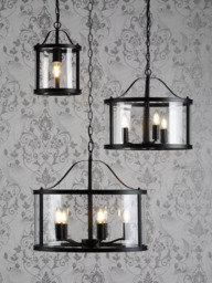 Laura Ashley Harrington 3 Arm Pendant Ceiling Light, Black - thumbnail 3