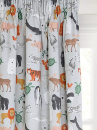 John Lewis World Map Print Pencil Pleat Blackout Children's Curtains, Multi - thumbnail 1