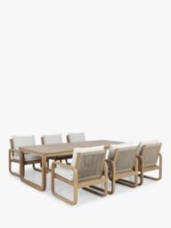 KETTLER Lando 6-Seater Rectangular Casual Garden Dining Table & Chairs Set, FSC-Certified (Acacia Wood), Natural