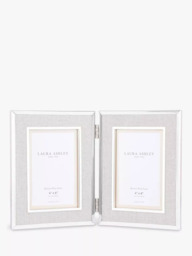 "Laura Ashley Harrison Linen Double Photo Frame, 4 x 6"" (10 x 15cm)"