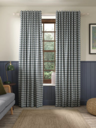 John Lewis Gingham Check Weave Pair Lined Hidden Tab Top Curtains - thumbnail 3