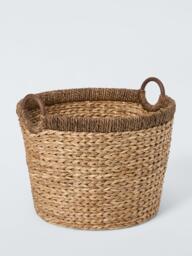 John Lewis Contrast Rim Log Basket, Natural Brown - thumbnail 1