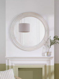 John Lewis Hand-Carved Coastal Wood Frame Round Wall Mirror, 100cm, White Wash - thumbnail 2