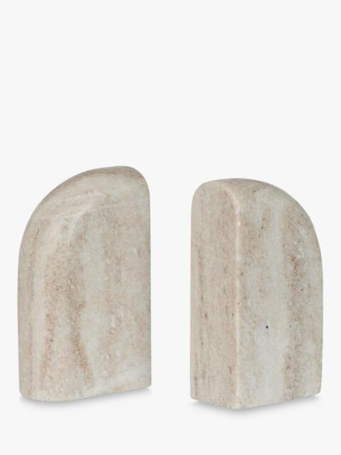 Neptune Malborough Round Marble Bookends, Set of 2, Natural