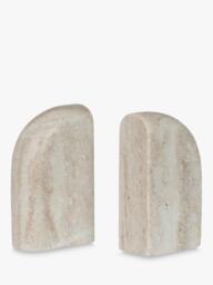 Neptune Malborough Round Marble Bookends, Set of 2, Natural