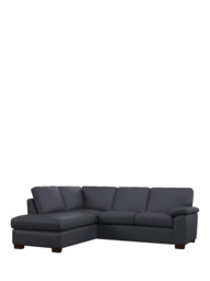 John Lewis Camden LHF Leather Corner Sofa, Dark Leg - thumbnail 1
