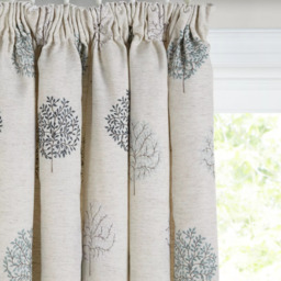 John Lewis Mini Olive Trees Embroidery Pair Lined Pencil Pleat Curtains, Duck Egg - thumbnail 3