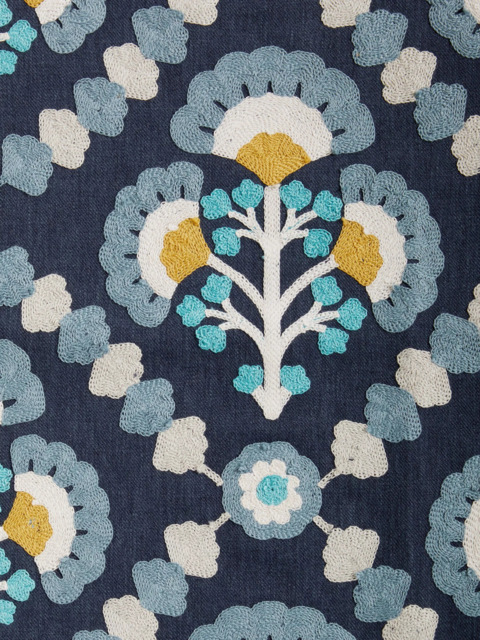 John Lewis Floral Trellis Made to Measure Curtains or Roman Blind, Navy - image 1