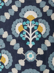John Lewis Floral Trellis Made to Measure Curtains or Roman Blind, Navy - thumbnail 1