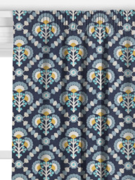 John Lewis Floral Trellis Made to Measure Curtains or Roman Blind, Navy - thumbnail 2