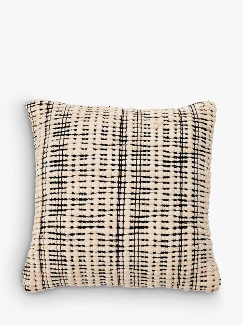 nkuku Mika Recycled Square Cushion Cover, Natural / Black