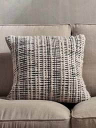 nkuku Mika Recycled Square Cushion Cover, Natural / Black - thumbnail 2