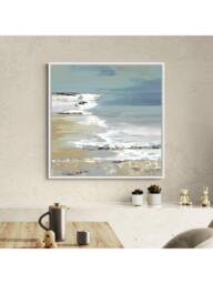 John Lewis Valeria Mravyan 'East Coast I' Framed Canvas Print, 106 x 106cm, Blue/Multi - thumbnail 2