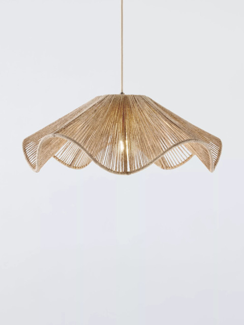 John Lewis Wavy Layer Jute Easy-to-Fit Ceiling Lampshade, Natural