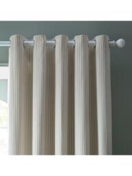 Laura Ashley Cornish Chenille Stripe Pair Lined Eyelet Curtains, Natural - thumbnail 4