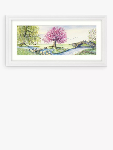 John Lewis Catherine Stephenson Riverbank Bunnies Framed Print & Mount, 55 x 111cm, Green/Multi - image 1