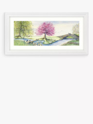 John Lewis Catherine Stephenson Riverbank Bunnies Framed Print & Mount, 55 x 111cm, Green/Multi - thumbnail 1