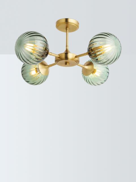 John Lewis Austen 4 Arm Semi-Flush Glass Ceiling Light, Green - image 1