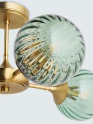 John Lewis Austen 4 Arm Semi-Flush Glass Ceiling Light, Green - thumbnail 4